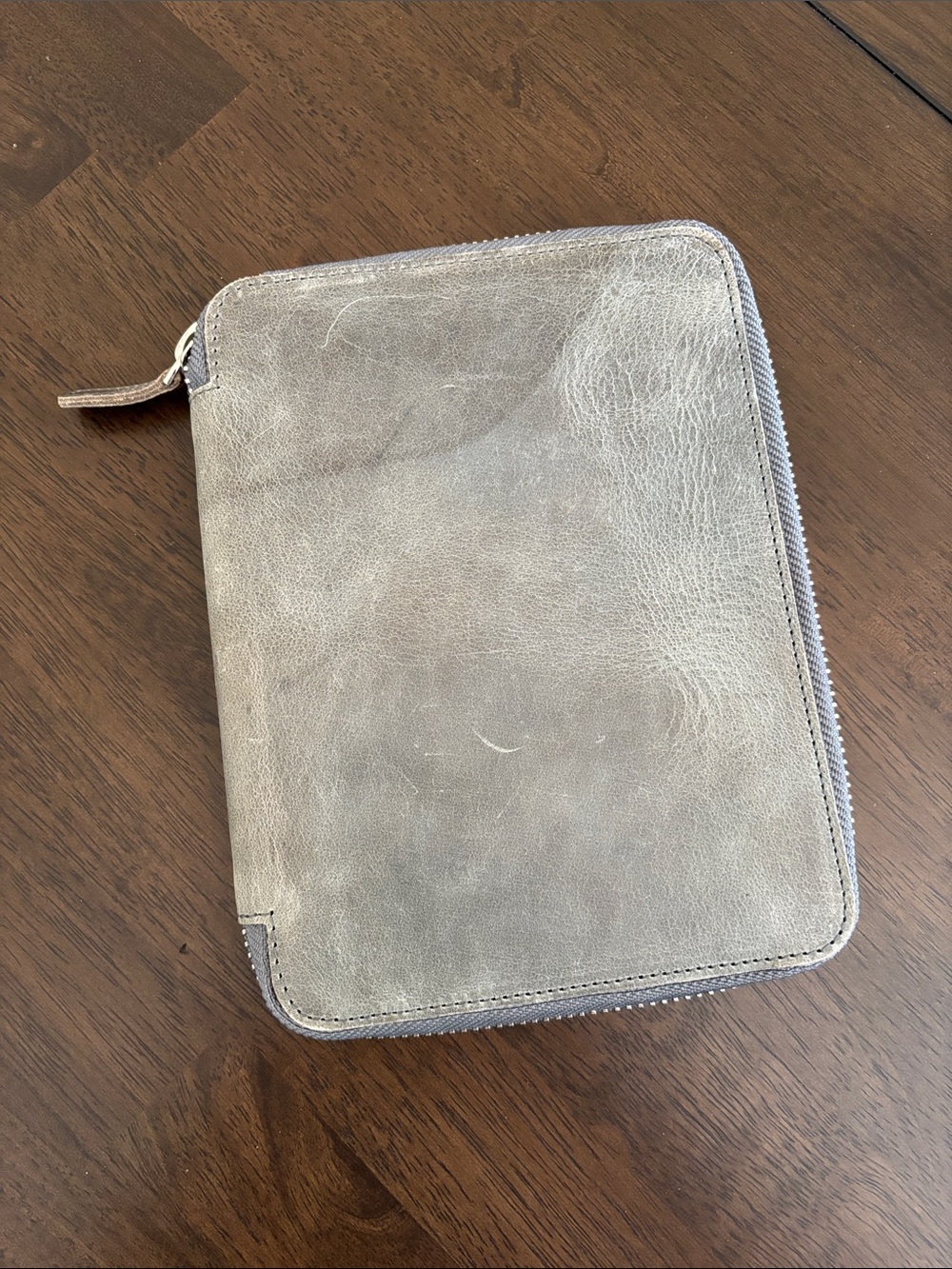 Galen Leather Co. B6 Gray Leather Zip Notebook Planner Cover